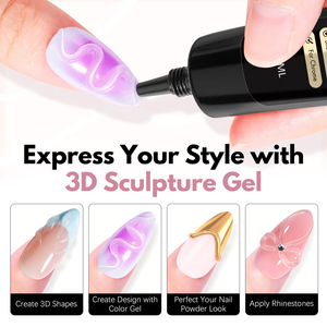 FZANEST Gel 3D pour Nail Art, Gel de Sculpture, Colle pour <span class=keywords><strong>Dessin</strong></span>, Moulage, Sculpture et Décoration, Gel Polish Transparent Sans Résidu pour Créations d'Ongles DIY - Product Image 2