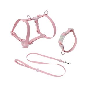 Harnais pour chien en PVC rose imperméable et réglable, laisse de marche rembourrée solide et tendance, fermeture à bouton, logo, collier de célébrité d'Internet, animaux de compagnie - Product Image 1