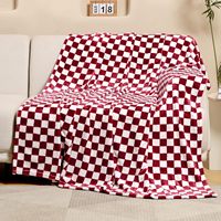 Couverture en molleton de flanelle à carreaux Queen Size Doux Confortable Damier Grille Imprimer Échiquier Vichy Motif Couvertures