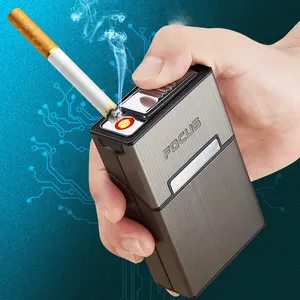 Caja de cigarrillos a prueba de agua al por mayor, caja de cigarrillos recargable con USB, caja de cigarrillos recargable con logotipo personalizado, caja de embalaje de encendedor