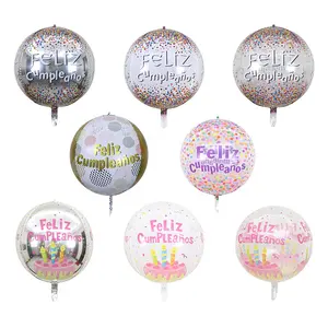 22 ''Feliz Cumpleanos Diamant würfel Runde 4d Alles Gute zum Geburtstag Gedruckte Folien ballons Toy Party Supplies Dekoration