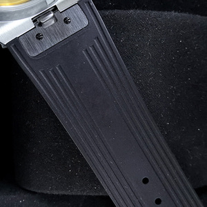 Business Sports Style Mechanical Watch Silver Dial Black Silicone Band Fashion Trendy Men's Watch - Product Image 5