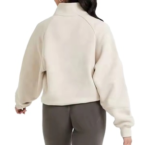 Sweat-shirt à demi-zip classique surdimensionné pour femmes, avec cordon de serrage ajustable, logo personnalisé, vente en gros par le fabricant - Product Image 2