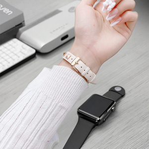 <span class=keywords><strong>Bracelet</strong></span> fin en cuir véritable pour <span class=keywords><strong>Apple</strong></span> <span class=keywords><strong>Watch</strong></span> série 7 SE 6 5 4 3 2 1 - Product Image 4