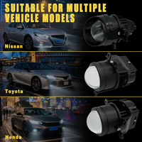 Projecteur antibrouillard LED à trois couleurs avec commande par application, 3,0 pouces, haute luminosité, 15000LM, 70W, étanche, lentille de projecteur