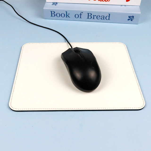 Anti-Slip Sublimation White Mouse Pad Custom PU Leather Pad for Computer Factory Wholesale Blank Matte PU Leather Mousepad