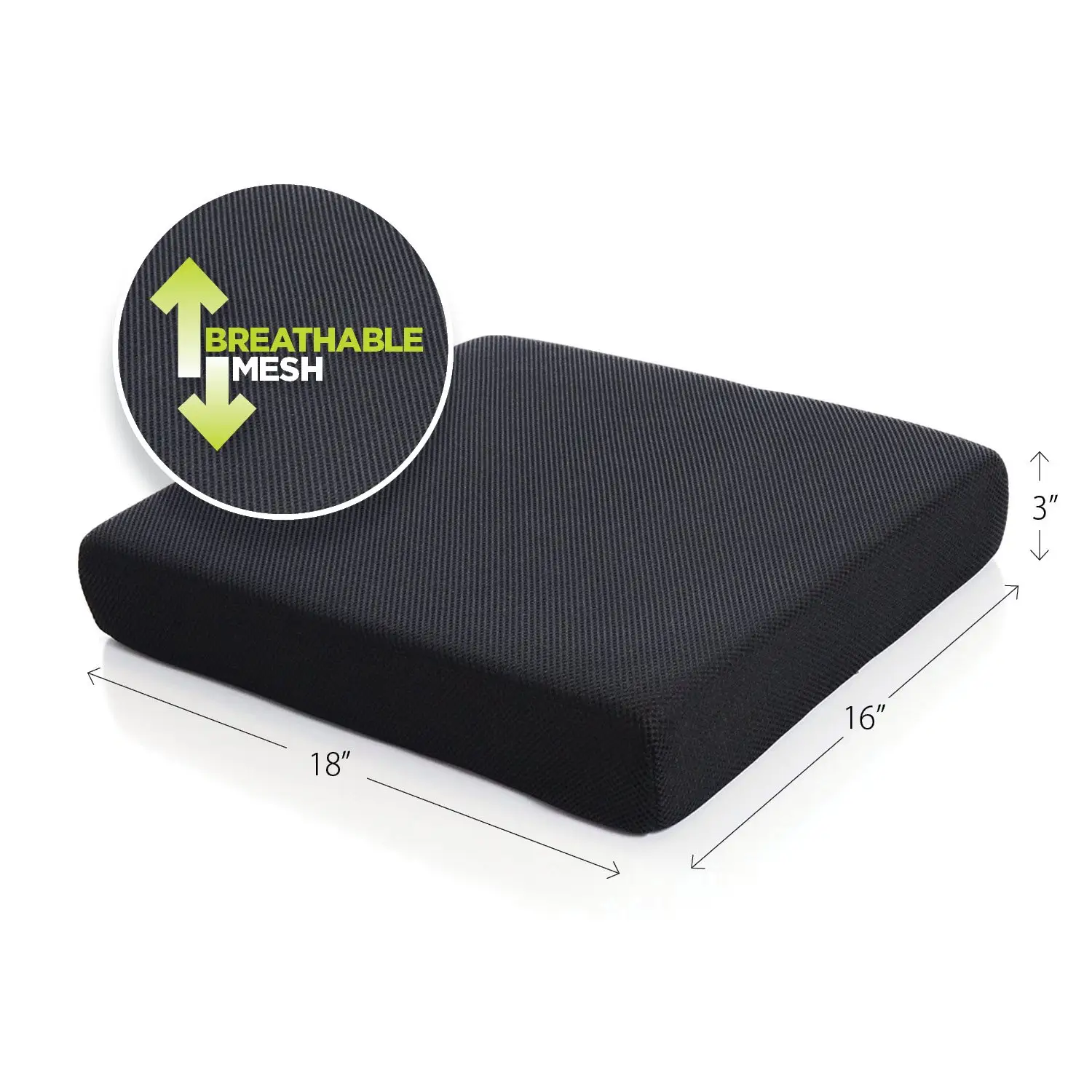 Orthopedic Tailbone Memory Foam Seat Pillow Cheap Square Sit Wedge Cushion with Carry Handle and Anti Slip Bottom