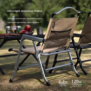 كرسي تخييم قابل للطي مخصص للاستخدام الخارجي، مصنوع من سبائك الألومنيوم مع مسند للظهر، تعبئة بالبريد - Product Image 1