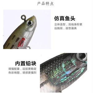 Nuovo Best-seller di pesce morbido strada Sub esca morbida finta di simulazione Software di 8cm/14gT coda di pesce piombo - Product Image 5