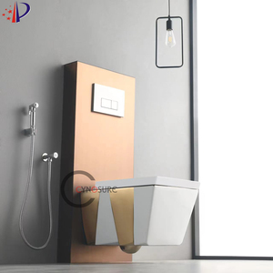 WC suspendu carré en céramique de haute qualité européenne, sans rebord, à poser contre le mur. - Product Image 3