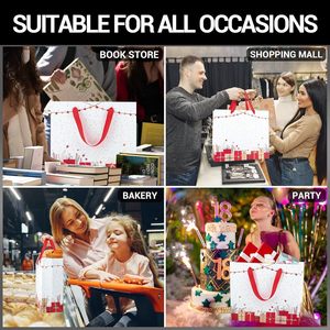 Sacs cadeaux de Noël en <span class=keywords><strong>papier</strong></span> blanc grand format avec poignées, sacs de shopping, sacs d'emballage pour la vente au détail, pour la veille de Noël, boutique - Product Image 5