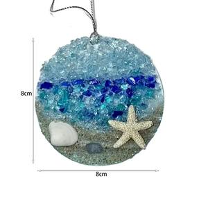 Decoração de Férias Costeira com Conchas e Estrelas do Mar, Tema de Praia, Suncatcher de Vidro Marinho 2D - Product Image 5