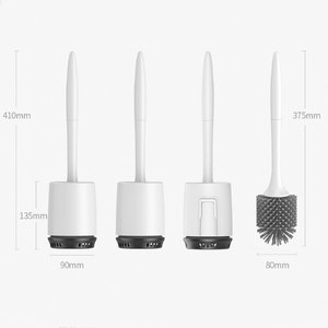 Usine fournir des accessoires de Salle De Bain de ménage portatif blanc en silicone brosse de <span class=keywords><strong>toilette</strong></span> et support - Product Image 3