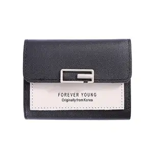 设计师韩版短款钱包撞色黑色字母手包女式钱包