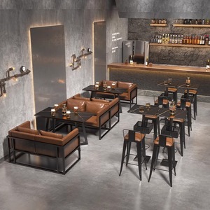 Mesa alta y sillas de estilo industrial retro, <span class=keywords><strong>taburete</strong></span> de bar <span class=keywords><strong>discoteca</strong></span> de hierro forjado con almacenamiento de cesta de barra de música - Product Image 4