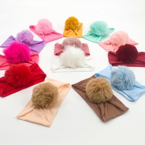 Bandeau pour bébé, nouveau bandeau élastique en nylon pour bébé, boule de laine, toute l'année, doux et confortable, accessoire pour cheveux de bébé - Product Image 3