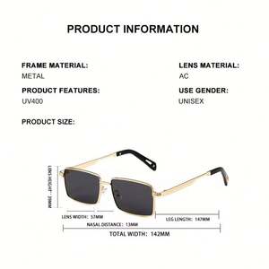 Lunettes de soleil carrées en métal à monture fine, dégradées UV400, pour hommes et femmes, avec logo personnalisé, style vintage, en alliage, pour la conduite, collection 2025 - Product Image 5