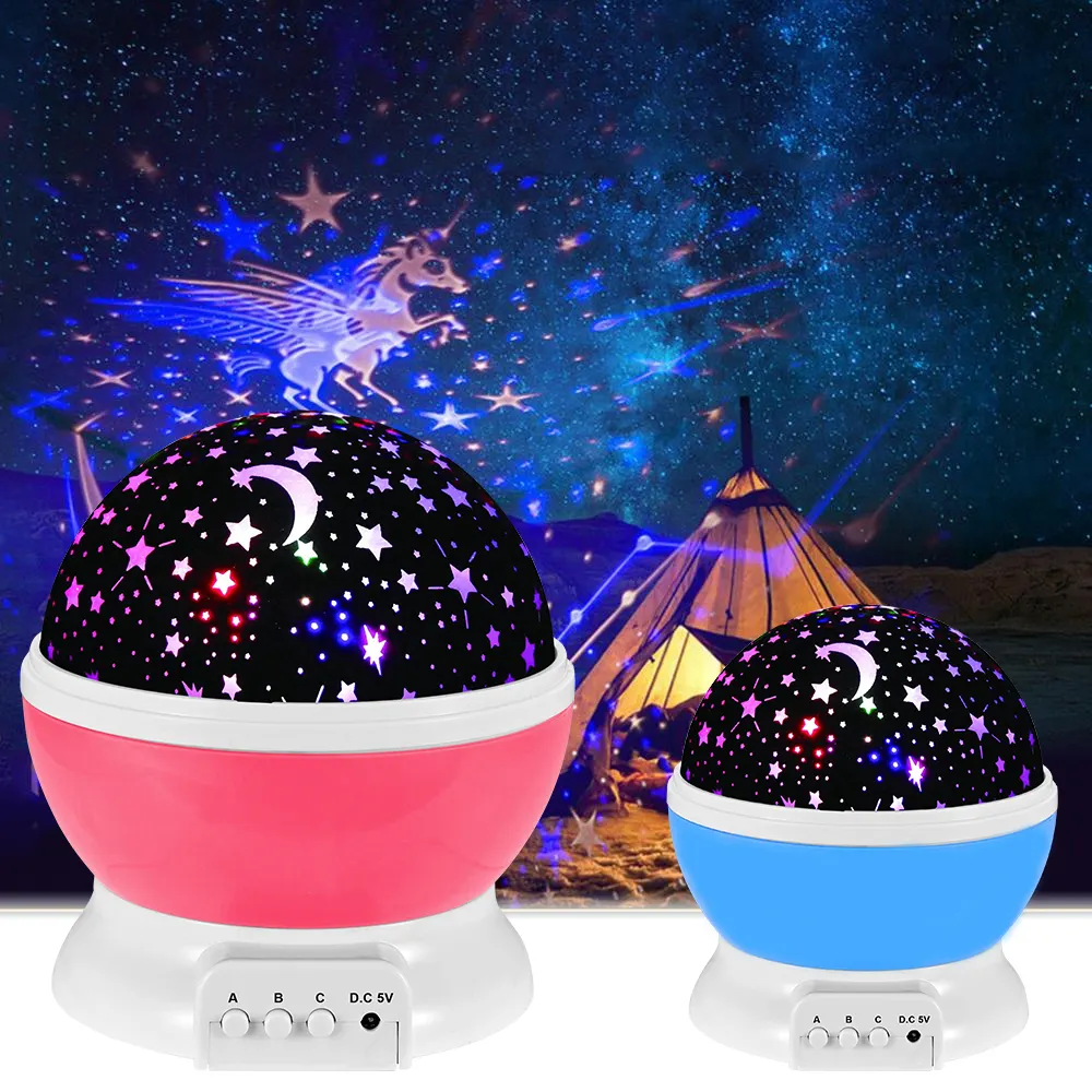 파티 생일 장식 주변 밤 빛 USB 충전 LED 다채로운 마법의 회전 달 스타 프로젝터