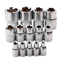 Jeu de douilles Crv E Torx Star Bit 1/2 "3/8" 1/4 "Drive E4 - E24 Outils de réparation Ensemble de manchons pour outils à main 14 pièces