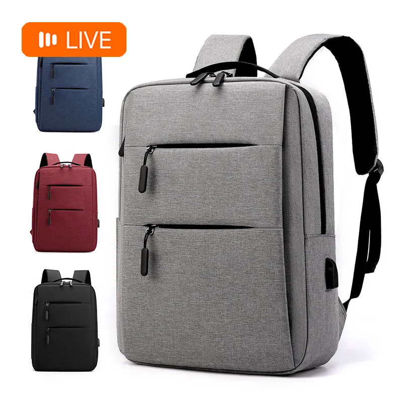 15.6 Inch Polyester Thin Black Multifunction Mochilas Para Hombre Women Laptop Computer Bag Backpacks With Usb High Quality