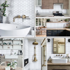Hình Lục Giác Peel Và <span class=keywords><strong>Stick</strong></span> <span class=keywords><strong>Tile</strong></span> Sticker Cho Nhà Bếp Phòng Tắm Backsplash, Gạch Hình Nền 3d - Product Image 5