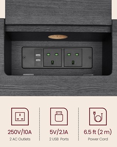 <span class=keywords><strong>VASAGLE</strong></span> <span class=keywords><strong>Console</strong></span> Table d'entrée Table d'entrée étroite noire avec station de charge - Product Image 3