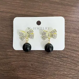 Fashion Bow with Diamond Earrings Christmas. Women's fashion Ear stud Factory wholesale