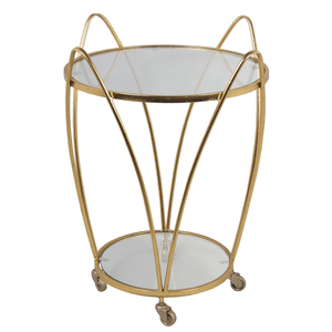 Ronde Metalen Gold Rolling Serveren Bar Winkelwagen <span class=keywords><strong>Trolley</strong></span> Met 4 Wielen Mirrored Glas Top Voor Keuken Woonkamer Hotel - Product Image 6