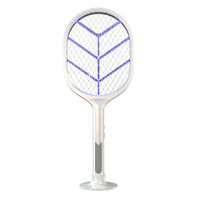 Raquette anti-moustiques électrique LED pliable avec lampe tue-moustiques, attraction automatique, intensité réglable, pour usage domestique, batterie au lithium rechargeable