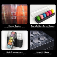 Boîte en plastique transparente de qualité alimentaire en PET, rectangulaire, à charnière, épaisseur 1-2 mm, conteneur de présentation pour macarons, gâteaux, pâtisseries