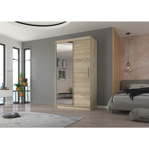 Armoire <span class=keywords><strong>DECOHOME</strong></span> à porte coulissante, 4 étagères, 1 tringle de suspension, miroir, en aggloméré de 16 mm, pour rangement de chambre moderne - Product Image 6
