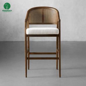 Moontree đồ nội thất bắc Âu giữa thế kỷ mây mía trở lại quầy bar cao ghế rắn tro gỗ thanh phân cho nhà bếp nhà hàng - Product Image 3