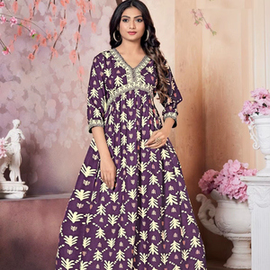 Heavy Rayon Print Embroidery Sequence Work <b>Kurti</b> - Product Image 1