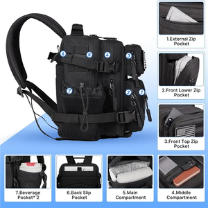 Sac à dos tactique 15L pour voyage et camping Sac de sport Mini sac à dos extérieur pour randonnée Trekking Sac à dos Molle d'entraînement pour ordinateur portable - Product Image 4