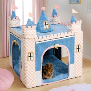 Cómodo ecológico ortopédico interior/exterior sólido cuento de hadas sueño humano-mascota juego interactivo perro Castillo tienda cama - Product Image 1