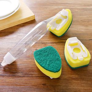 Kitchen Long <b>Handle</b> Liquid Dispensing Dish Brush <b>Sponge</b> Scrubber Pot Washing Brush for Dish Pan Cleaning Tool - Product Image 2