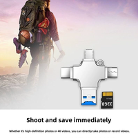 Venta al por mayor 4 en 1 lector de tarjetas universal Mini TF adaptador de memoria 3,0 USB OTG convertidor Compatible con tipo C Micro USB para teléfono