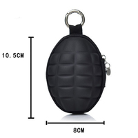 Dompet kunci mobil berbentuk granat multi-fungsi dompet kulit Pu ritsleting tangan dompet koin Mini dompet tempat tas gantungan kunci