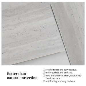 Carreau de porcelaine industriel aspect travertin 600x1200, effet pierre gris clair pour loft moderne et sol d'appartement - Product Image 5