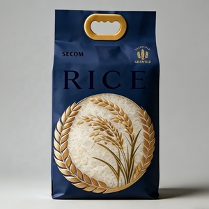 Sacchetto Personalizzato con Stampa Termosaldata Doypack a Fondo Piatto, Sacchetto in Plastica Resistente per Alimenti, Sacchetto Stand-up per Cereali e Riso con Manico Fustellato - Product Image 1