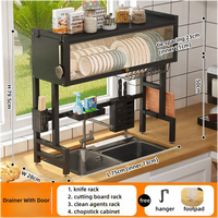 Support d'évier de cuisine, vaisselle de table avec porte, cuvette, armoire de rangement, casier d'égouttage, supports de rangement anti-poussière et supports