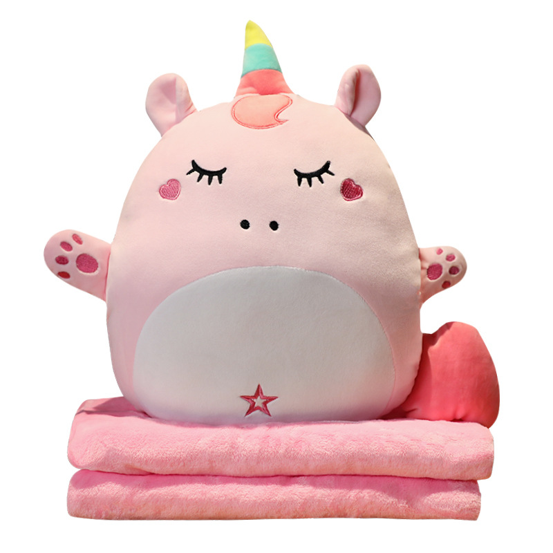 Оптовая продажа, новый стиль, милое плюшевое одеяло с подушкой в виде животного, 2 шт. в одном наборе