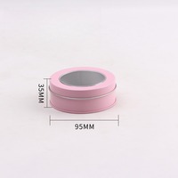 Boîte en étain ronde personnalisée avec logo imprimé et couvercle transparent D95x35mm, emballage en métal pour biscuits, bonbons, thé, bijoux, cadeaux, vente en gros
