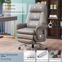 Chaise de bureau ergonomique confortable pour dirigeant, hauteur réglable, repose-pieds inclinable, vérin à gaz, design moderne, structure en bois, cuir synthétique