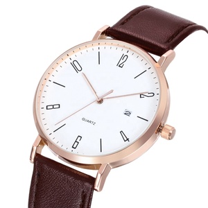 Orologi da uomo con Design semplice al quarzo analogico con cinturino in pelle con Logo personalizzato orologio minimalista - Product Image 1