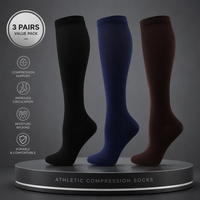 Chaussettes de compression de couleur unie unisexe, chaussettes de sport élastiques à pression sur le mollet pour la course à pied et le cyclisme en plein air