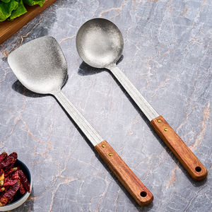 Spatules et cuillère en titane pur avec poignée en bois, légères, compatibles lave-vaisselle, ustensiles de cuisine écologiques - Product Image 2
