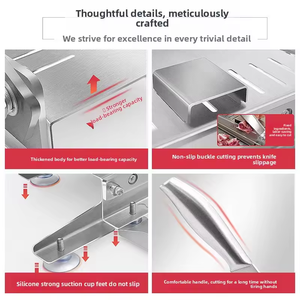 Rebanadora de Carne Pequeña Manual para Uso Doméstico, Máquina Rebanadora de Carne Congelada de Acero Inoxidable, Acero Aleado Engrosado Chino de 200mm - Product Image 2