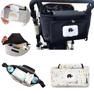 Organizador de cochecito de bebé, bolsas de pañales para mamás, <span class=keywords><strong>bolso</strong></span> húmedo para pañales, gancho, carrito impermeable, accesorios para cochecito de gran capacidad - Product Image 1