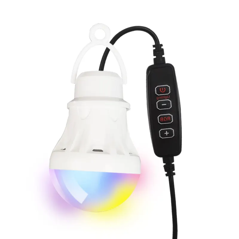 DC5V 5W Smart bulb USB Plug Rechargeable 8 Color LED Bulbs for Outdoor Camping lighting Colorful RGB bulb light